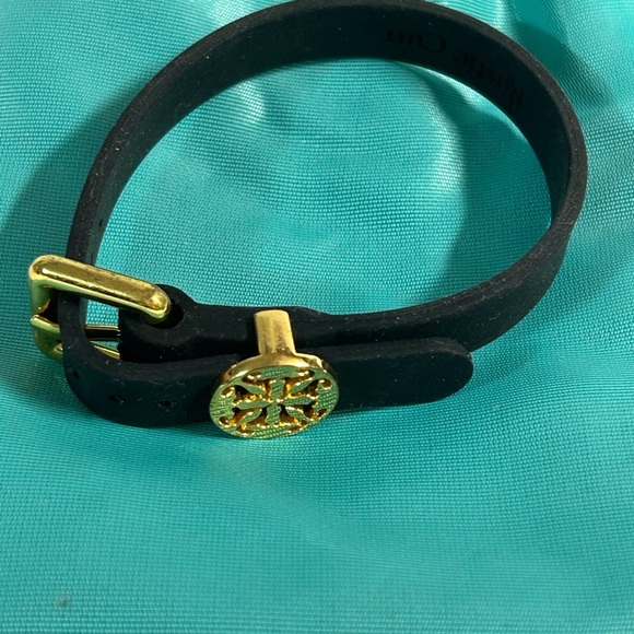 Rustic Cuff Silicone Elastic Buckle Black Bracelet - Picture 2 of 5